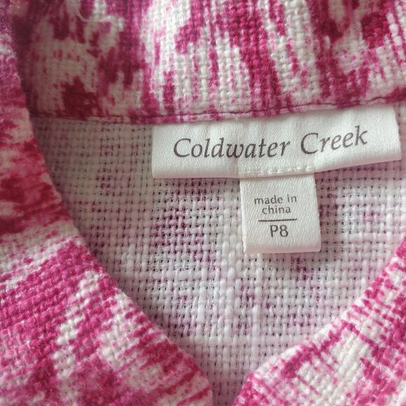 NEW Coldwater Creek Size 8 Petite Textured Pink Floral Button Jacket - Picture 11 of 12